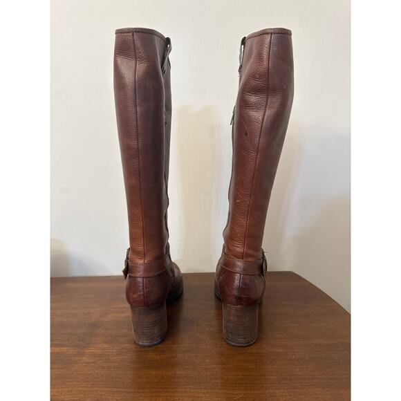 Born Brown Leather Knee High Heeled Boots Size 11 - Picture 5 of 12